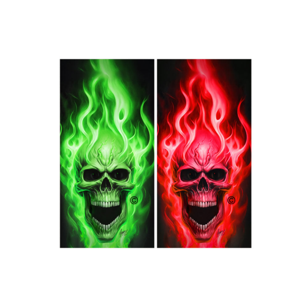 Flaming Skulls Combo Sets Cornhole Wraps Kustom Low Brow Art