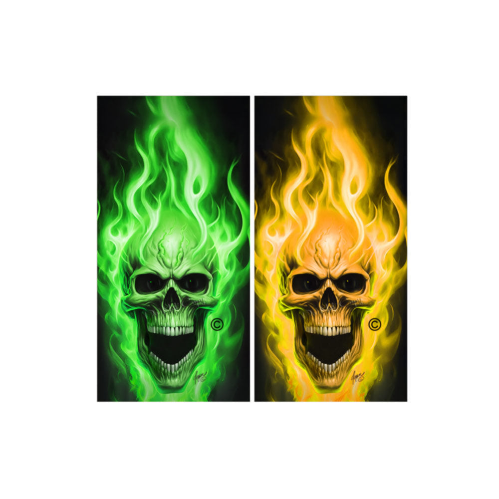 Flaming Skulls Combo Sets Cornhole Wraps Kustom Low Brow Art