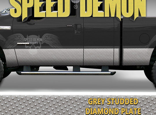 Studed Diamond Plate Rocker Panel Wraps