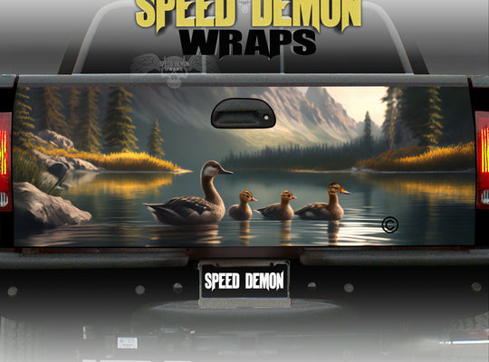 Hand-Painted Mallard Lake Forest Tailgate Wrap