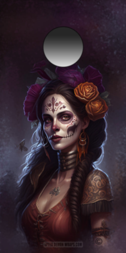 Day of the Dead or Dia de los Muertos Lavender Lady Cornhole Wraps
