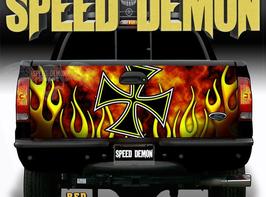 Iron Cross Red Tailgate Wraps