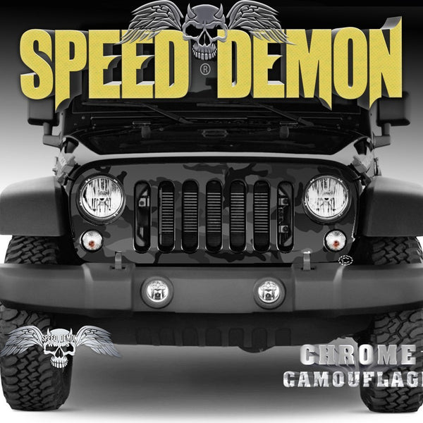 2007-2018 Jeep Grill Wraps Urban Black Camouflage - Speed Demon Wraps