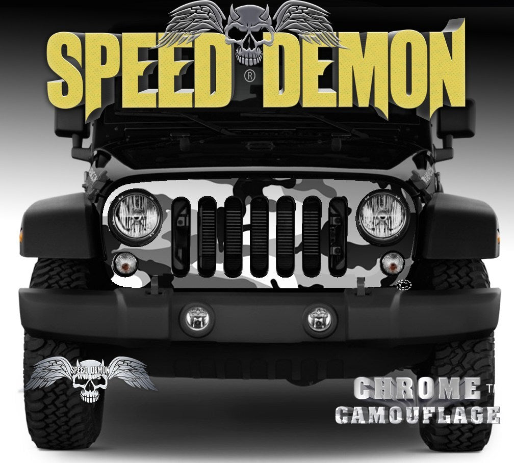 2007-2018 Jeep Grill Wraps Snow Urban Camouflage - Speed Demon Wraps