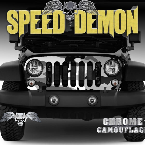 2007-2018 Jeep Grill Wraps Snow Urban Camouflage - Speed Demon Wraps
