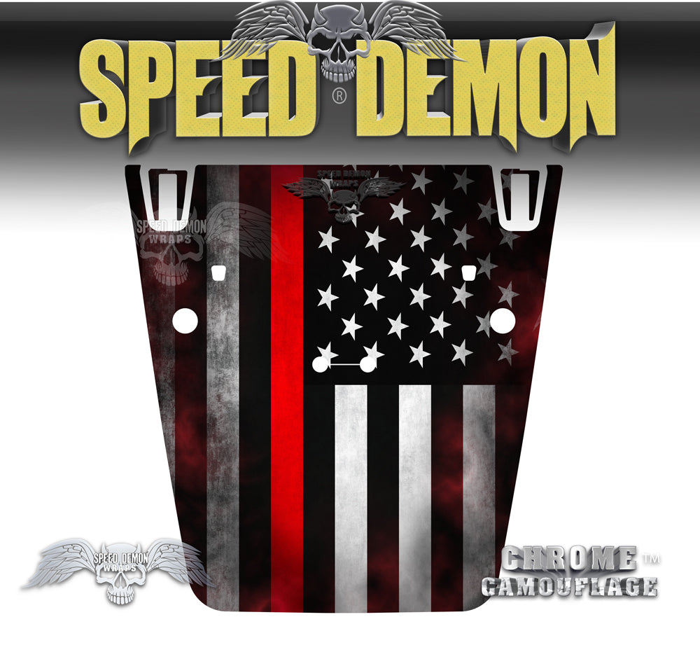 American Flag Red Line Jeep Hood Wrap JK