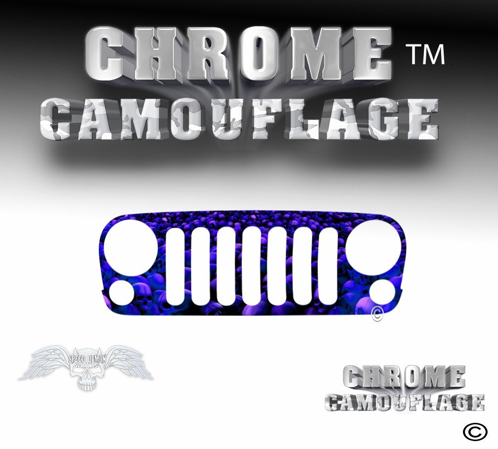 2007-2018 Jeep Grill Wraps Skull Crusher - Speed Demon Wraps