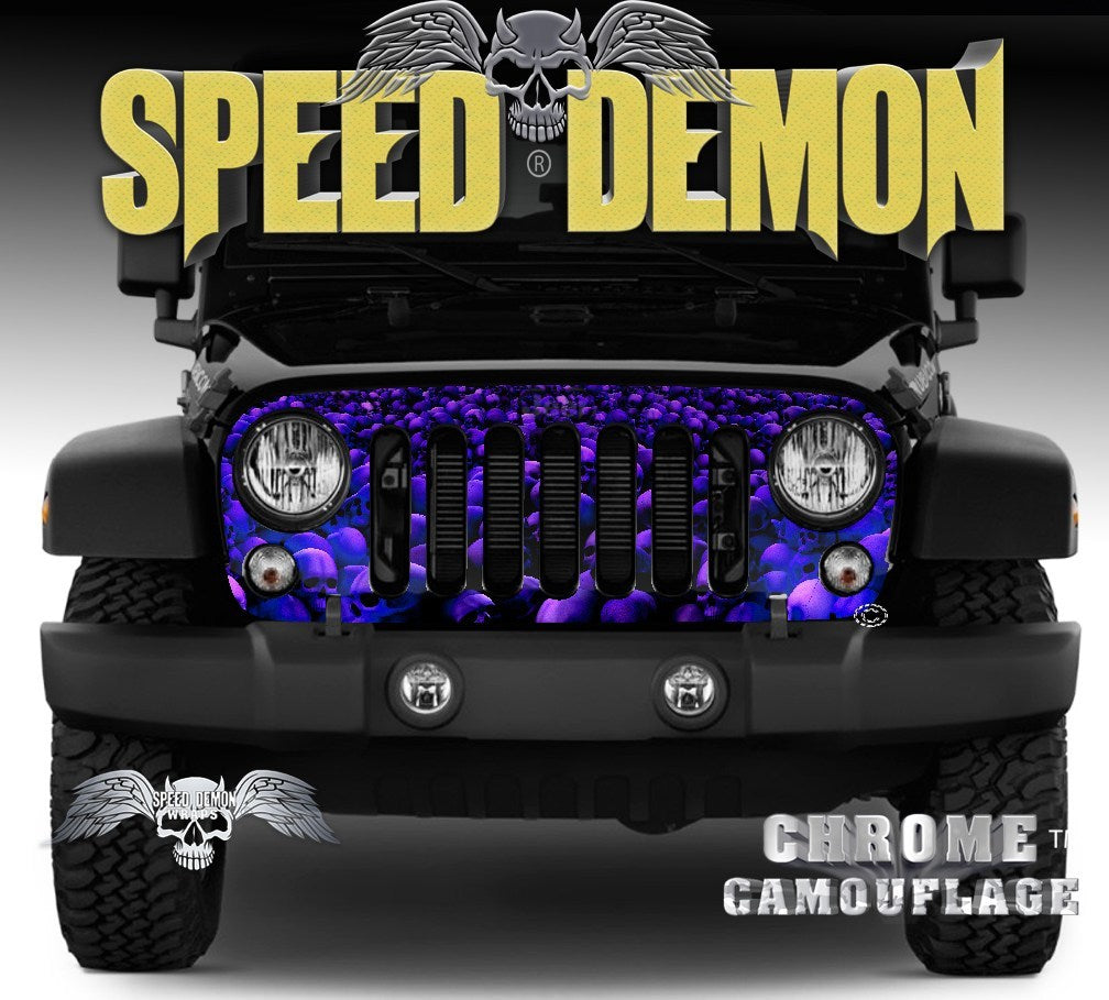 2007-2018 Jeep Grill Wraps Skull Crusher - Speed Demon Wraps