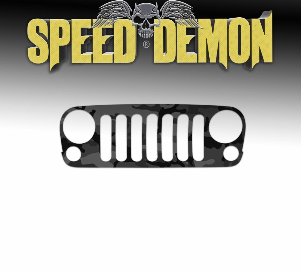 2007-2018 Jeep Grill Wraps Urban Black Camouflage - Speed Demon Wraps