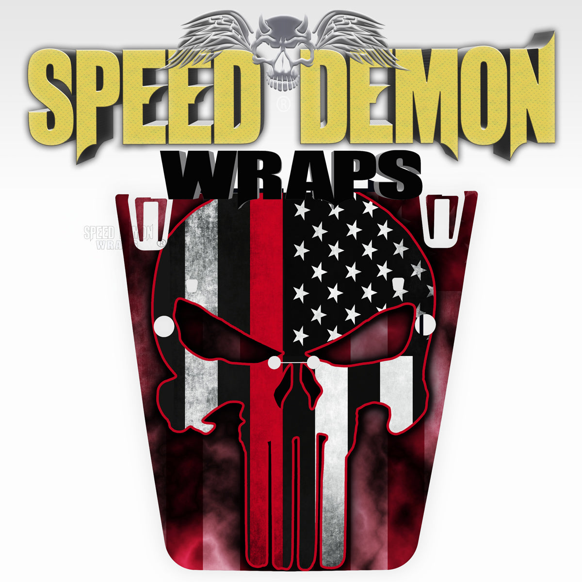 Punisher American Flag Red Line Jeep Hood Wrap
