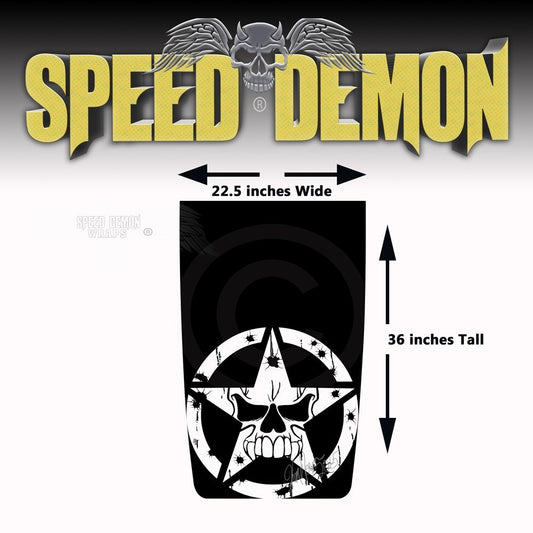 Jeep Wrangler Skull Military Star Blackout Hood die cut Decal Graphics - Speed Demon Wraps