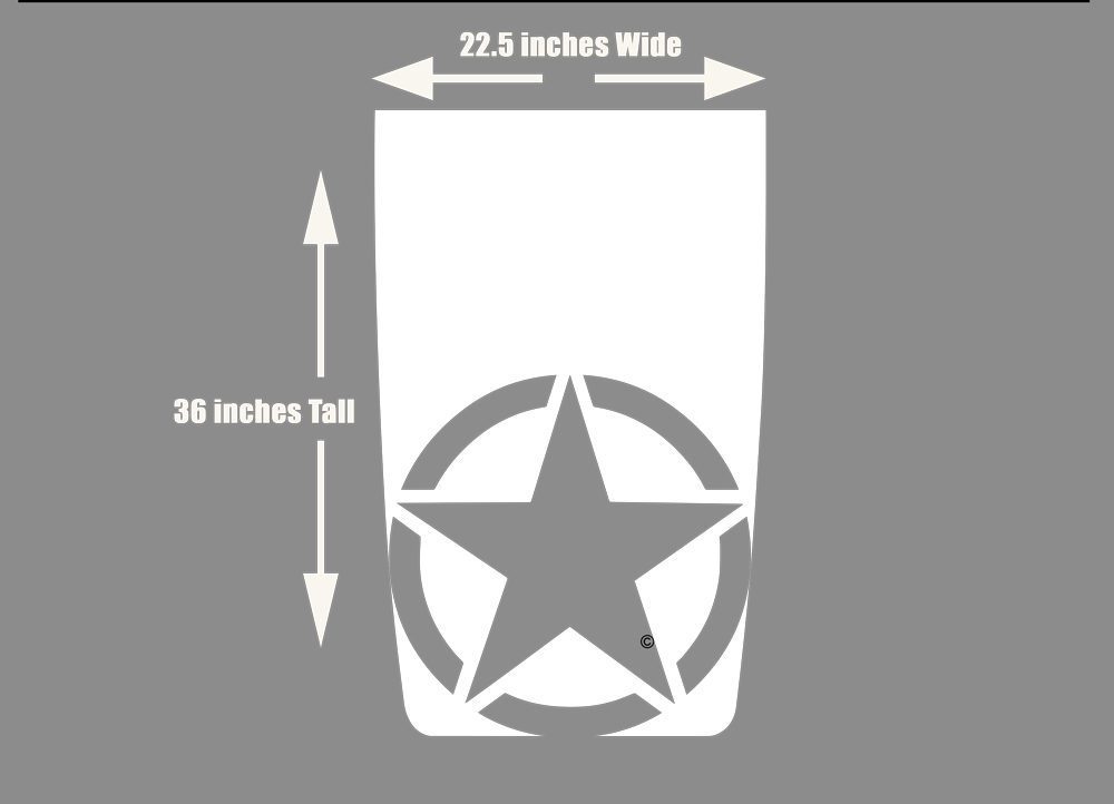 Jeep White Hood Die Cut--Military Star Graphic - Speed Demon Wraps