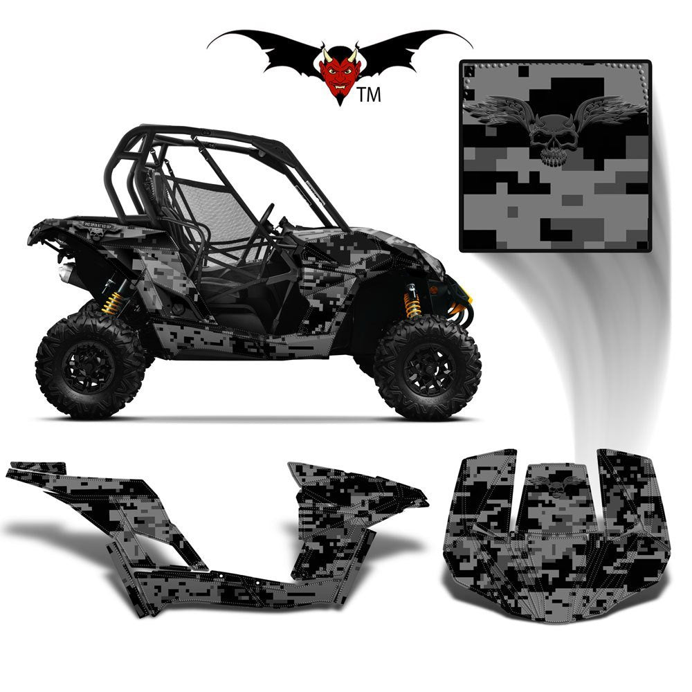 CAN-AM BRP MAVERICK 1000 GRAPHICS WRAP KIT - GREY & BLACK DIGITAL CAMO - Speed Demon Wraps