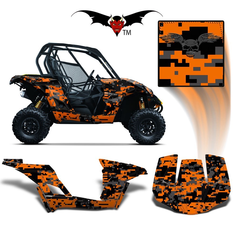 CAN-AM BRP MAVERICK 1000 GRAPHICS WRAP KIT - ORANGE DIGITAL CAMO - Speed Demon Wraps