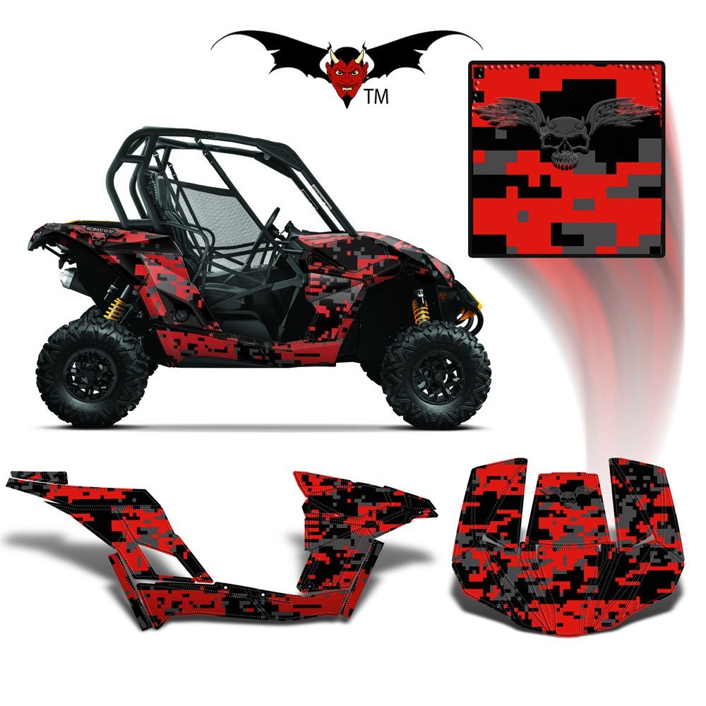CAN-AM BRP MAVERICK 1000 GRAPHICS WRAP KIT - RED DIGITAL CAMO - Speed Demon Wraps