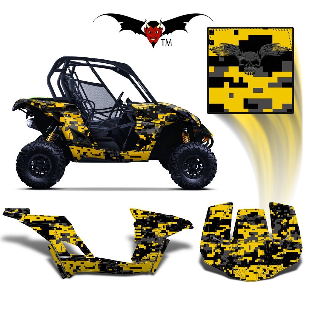 CAN-AM BRP MAVERICK 1000 GRAPHICS WRAP KIT - YELLOW DIGITAL CAMO - Speed Demon Wraps