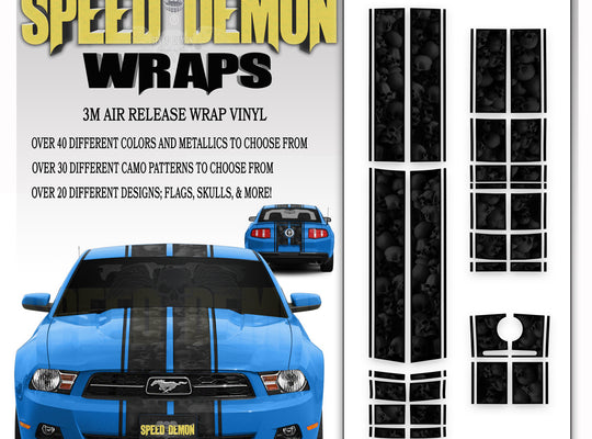 Mustang Racing Stripes Skulls Black Ghosted  2010-2012