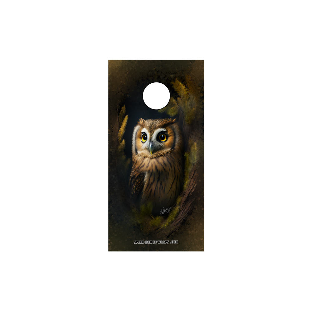 Owl In The Woods Cornhole Wrap 2