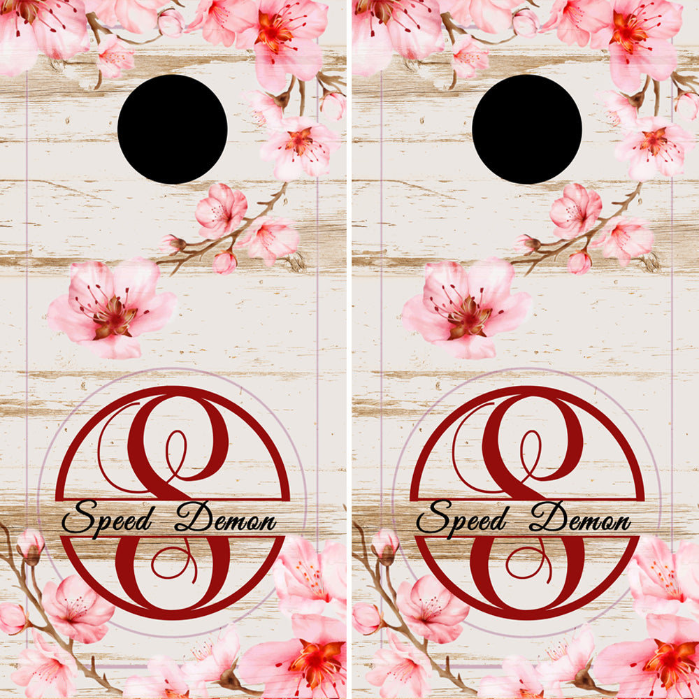 Personalized Monogram Floral Cornhole Wraps Wedding Name