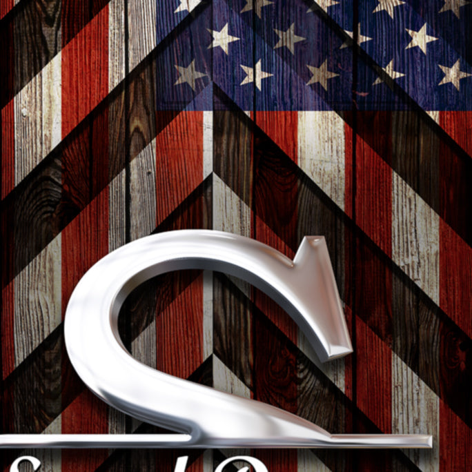 Monogrammed Wood American Flag Cornhole Wrap Close Up