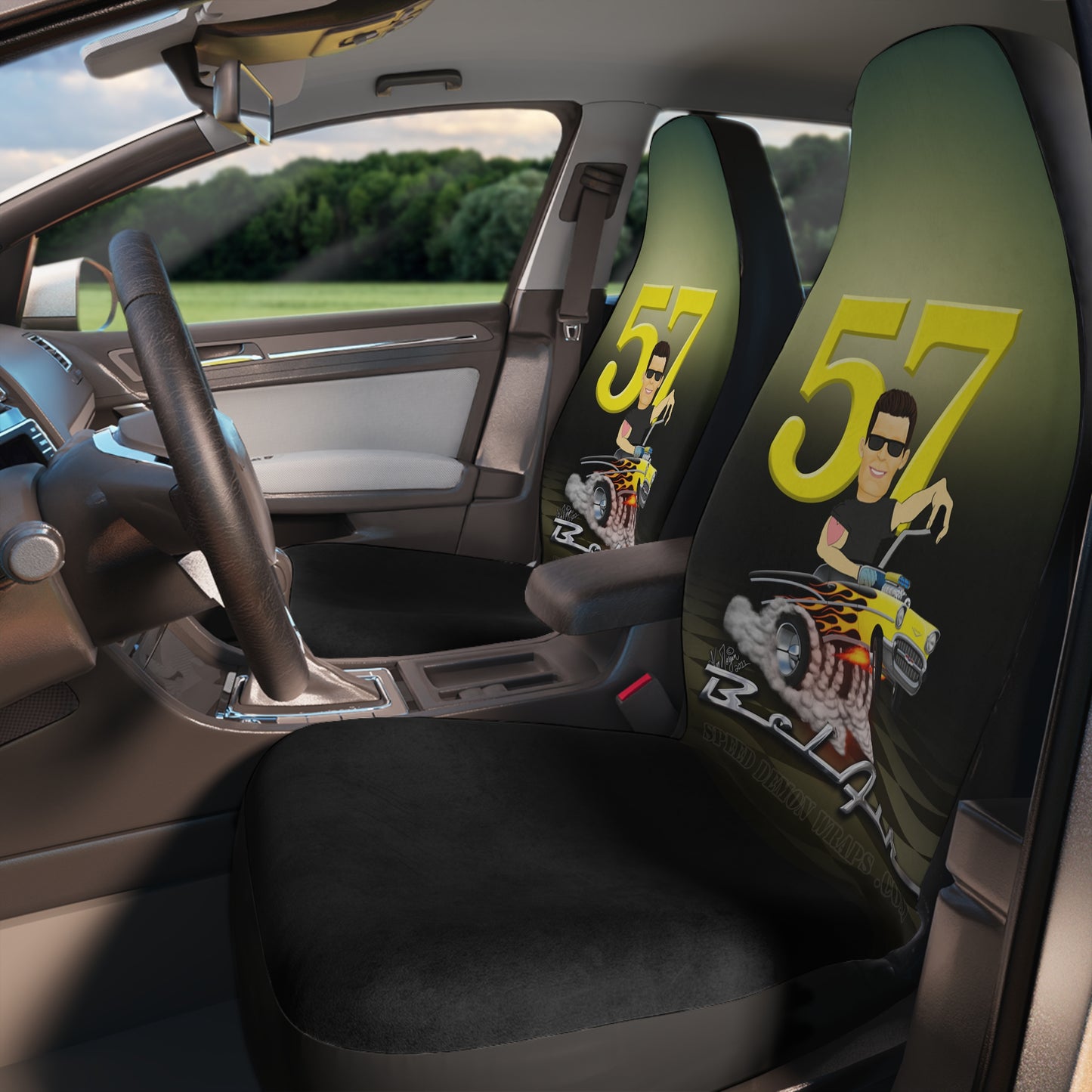 Custom Hot Rod Caricature Seat Covers Chevy Bel Air