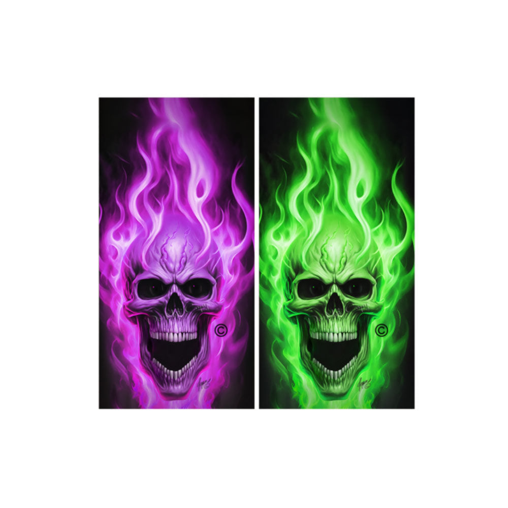 Flaming Skulls Combo Sets Cornhole Wraps Kustom Low Brow Art