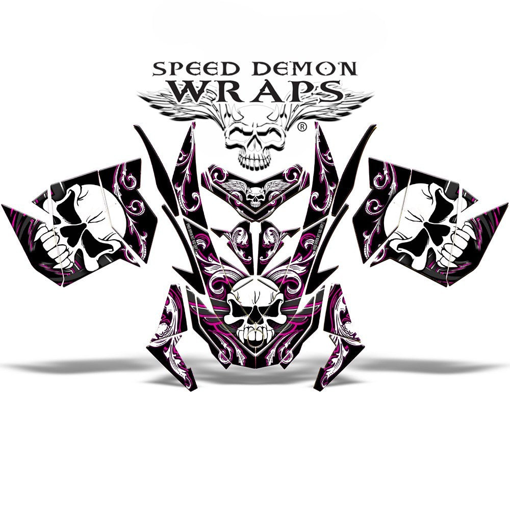 Ski doo XP Snowmobile Sled Vinyl Graphics Wrap Kit pink skullen