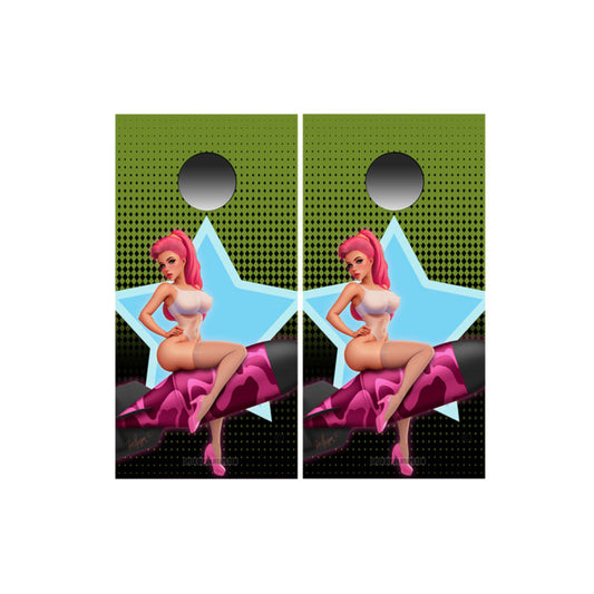 WW2 Pin-Up Nose Art Cornhole Wraps Pinup Pinky