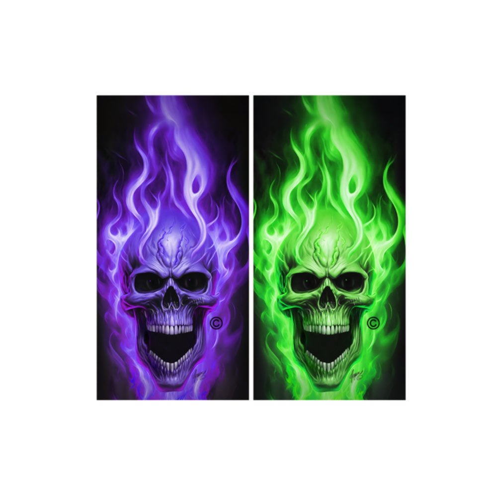 Flaming Skulls Combo Sets Cornhole Wraps Kustom Low Brow Art