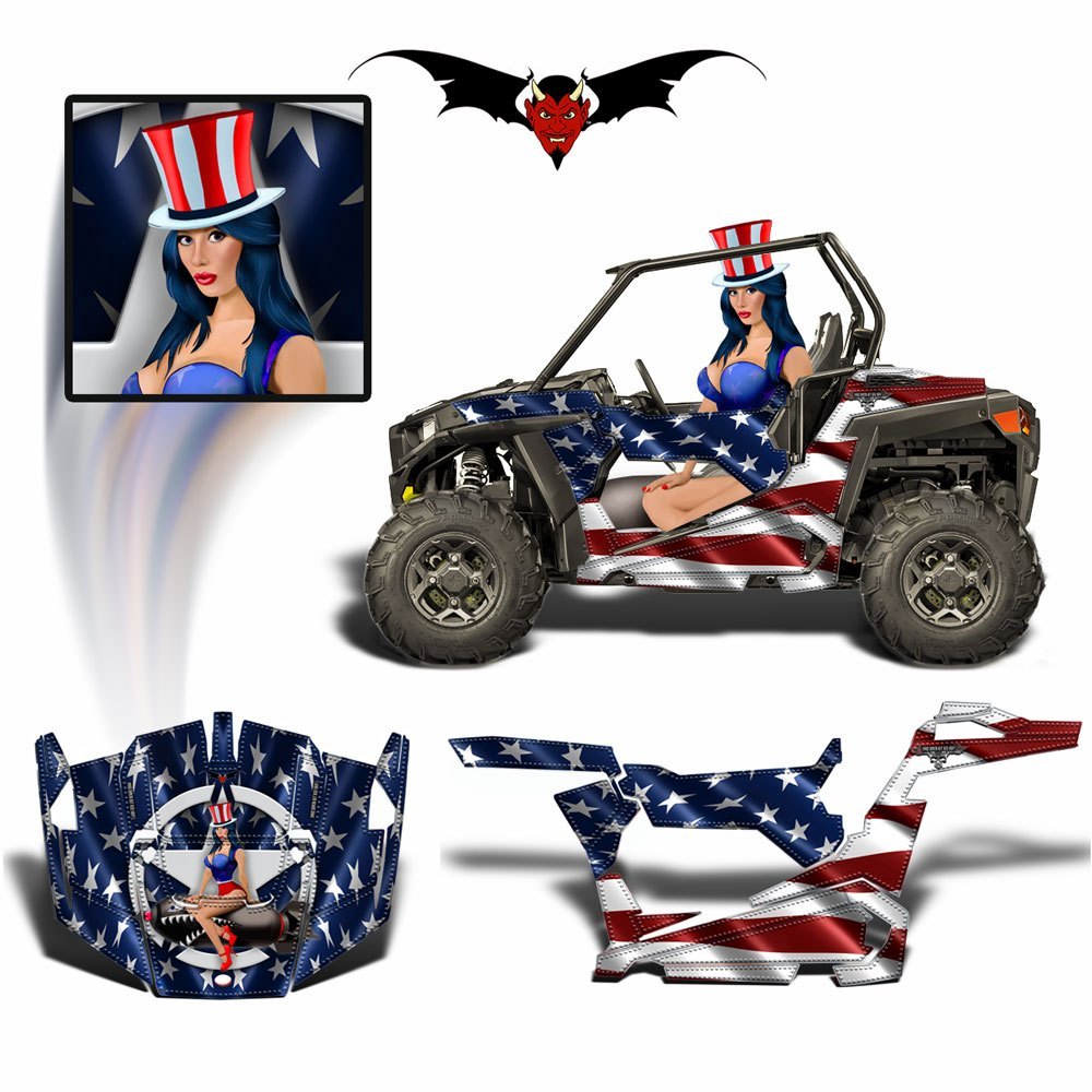 POLARIS RZR 900 TRAIL GRAPHICS WRAP AMERICAN PIN UP - Speed Demon Wraps