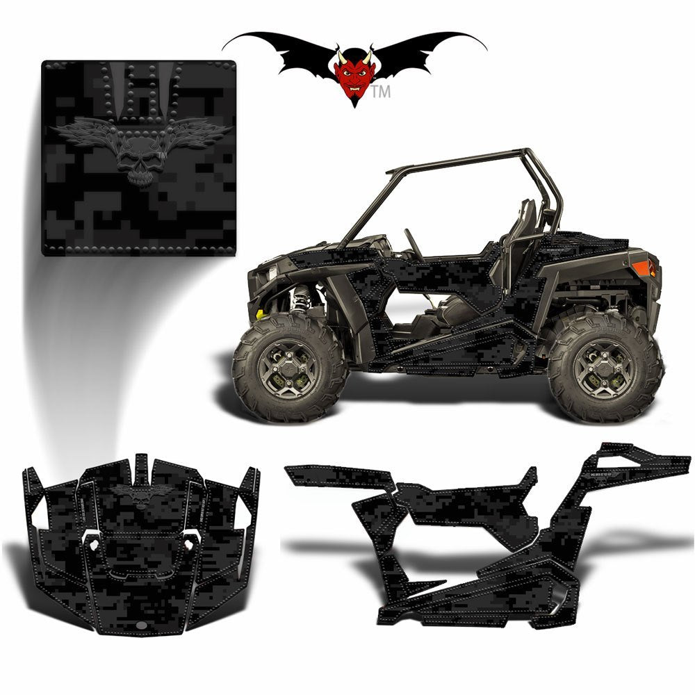 POLARIS RZR 900 TRAIL GRAPHICS WRAP BLACK DIGITAL CAMOUFLAGE - Speed Demon Wraps