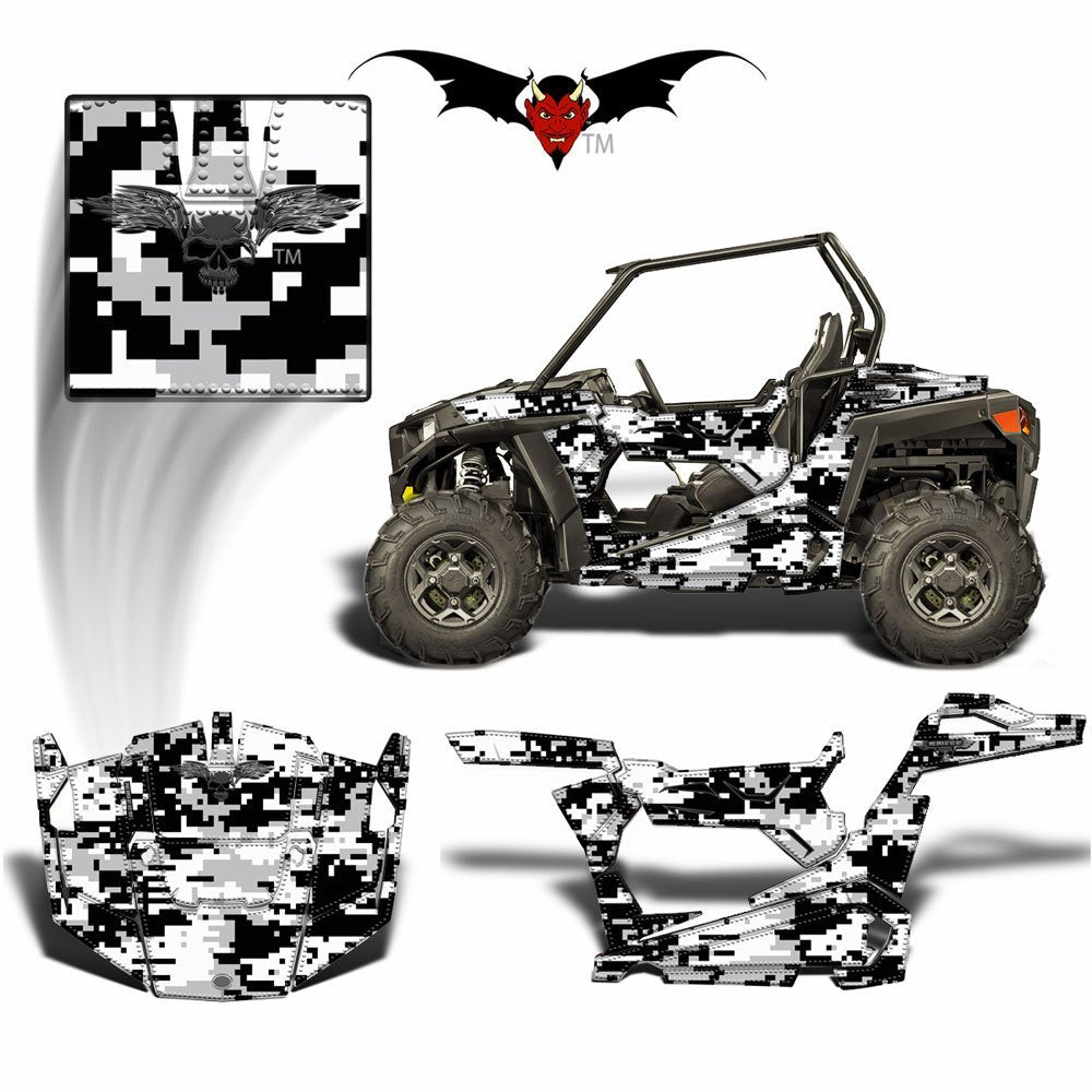 POLARIS RZR 900 TRAIL GRAPHICS WRAP SNOW DIGITAL CAMOUFLAGE - Speed Demon Wraps