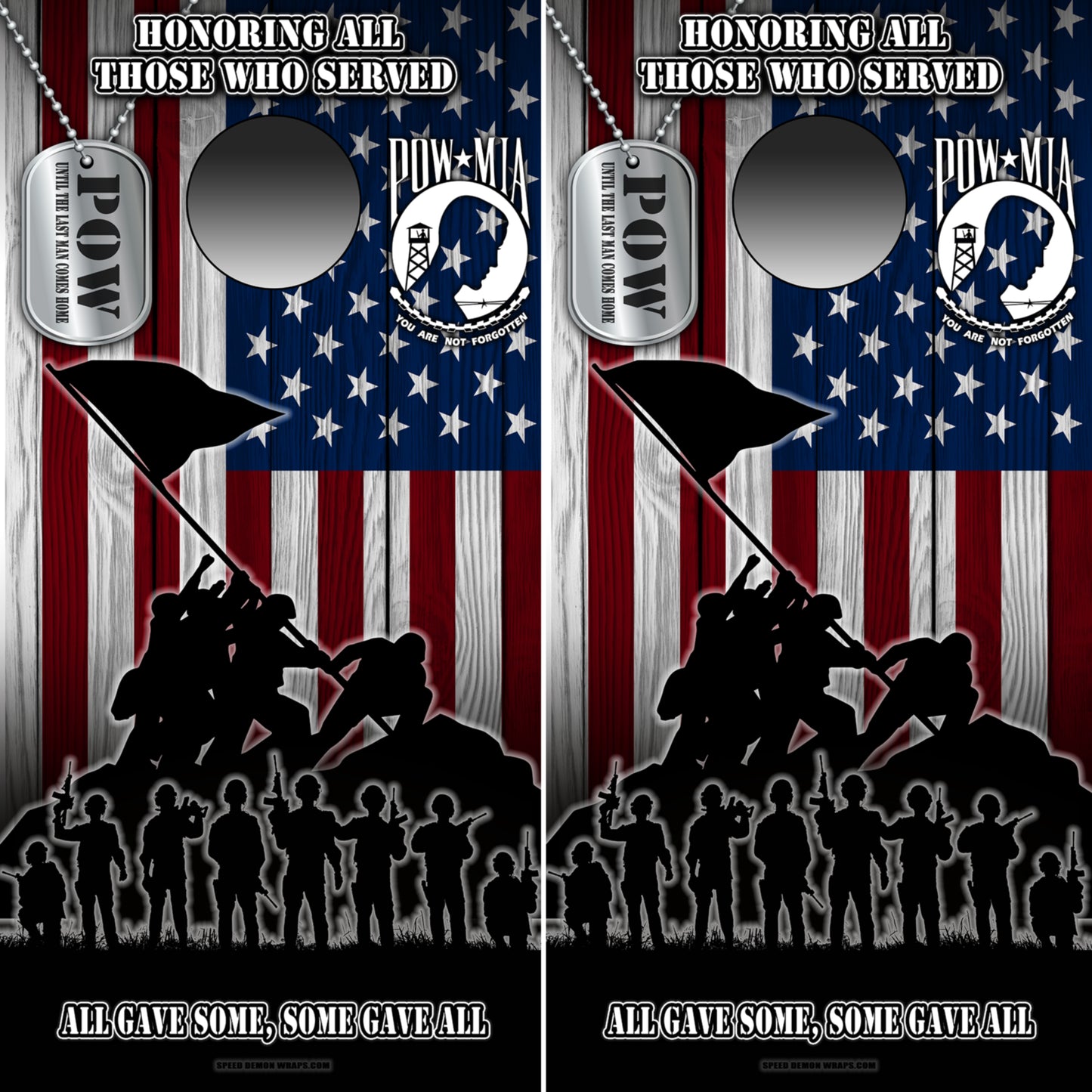 Raising the Flag POW Cornhole Wraps - Prisoner of War Veteran