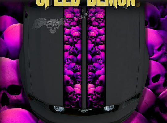 Mustang Pink Skull Crusher Racing Stripes - Speed Demon Wraps