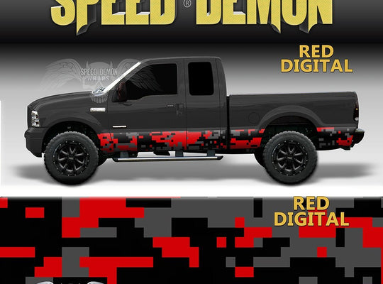 Red Digital Rocker Panel Wrap Camo Kit - Speed Demon Wraps