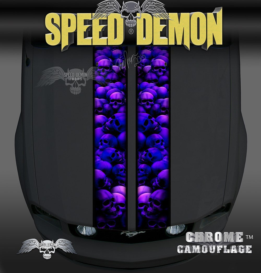 Mustang Blue Skull Crusher Racing Stripes - Speed Demon Wraps