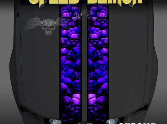Mustang Blue Skull Crusher Racing Stripes - Speed Demon Wraps