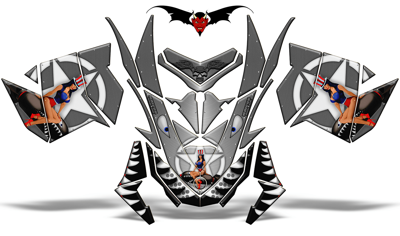 Sled Wrap Kits Ski-doo PinUp Bomber Gun Metal