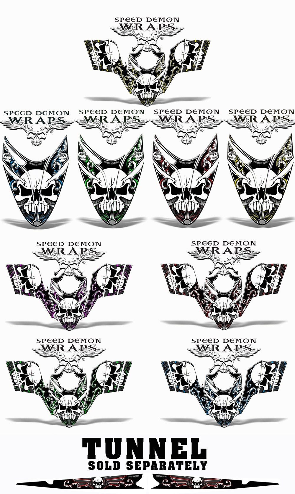 RMK Dragon VINYL GRAPHICS WRAP Kit for Polaris Snowmobiles and Sleds SKULLEN RED - Speed Demon Wraps