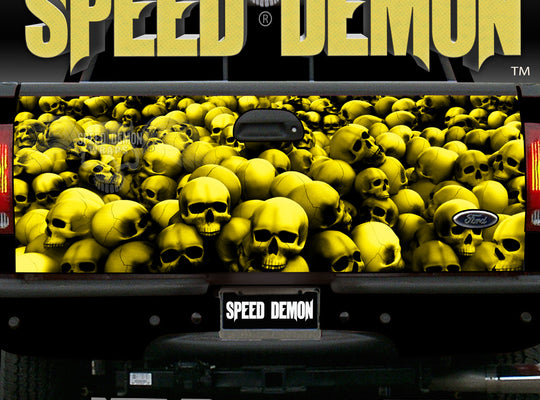 Tailgate Wraps Skulls Golden