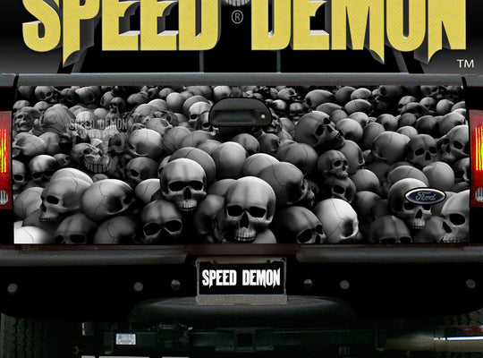 Tailgate Wraps Skulls Grey