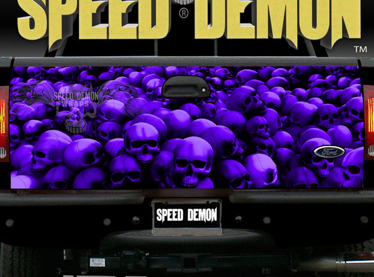 Tailgate Wraps Skulls Purple