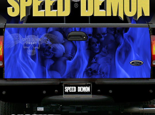 Flaming Skull Tailgate Wrap