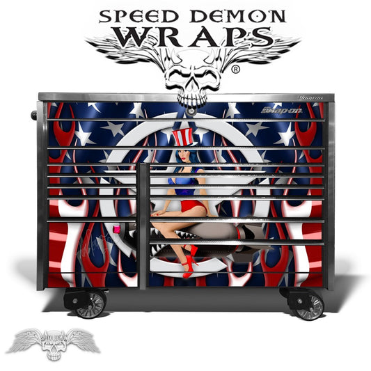 Toolbox Wrap Snapon krl 1022 American Flag Flames Pinup