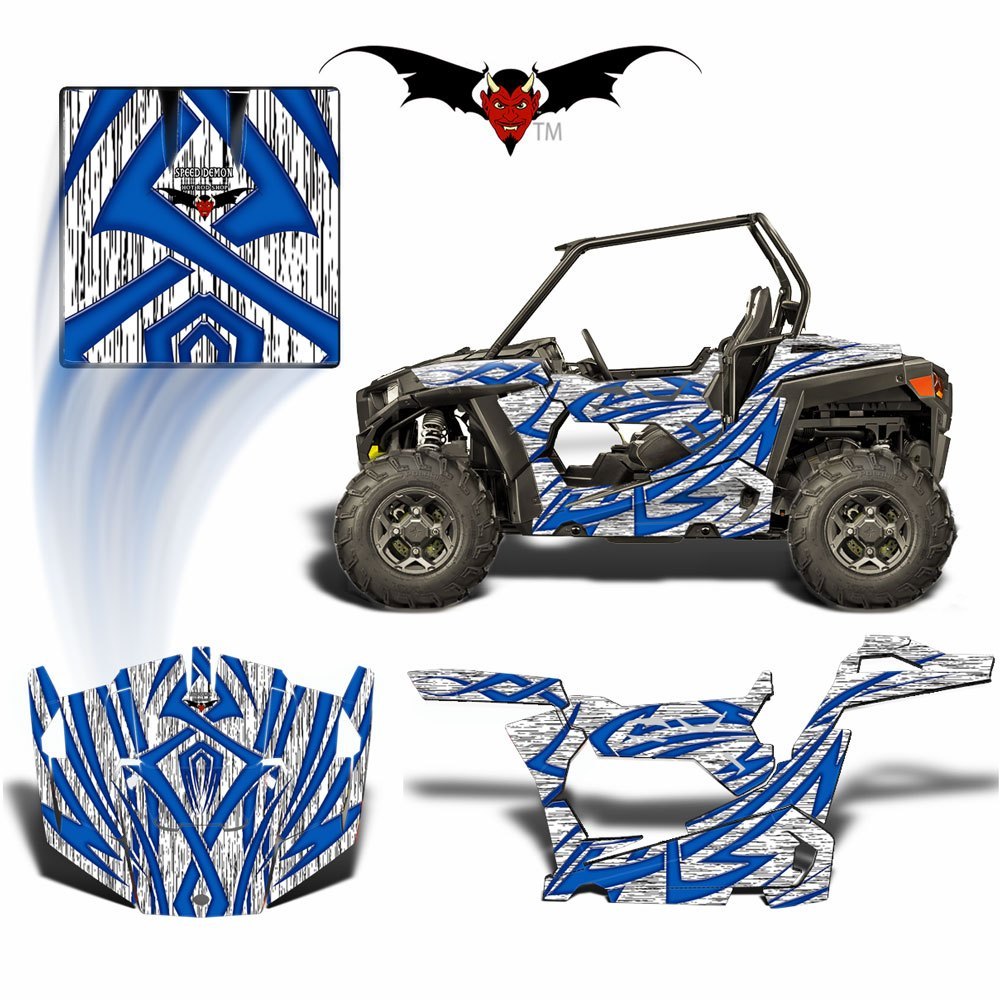 RZR 900 S GRAPHICS WRAP - TRIBAL FURY BLUE - Speed Demon Wraps