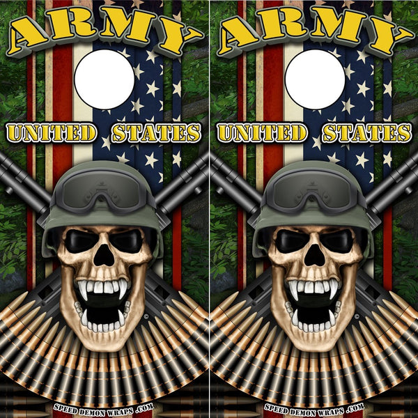Army Soldier Cornhole Wrap - Military Soldier Skull Wrap fc - Speed Demon Wraps
