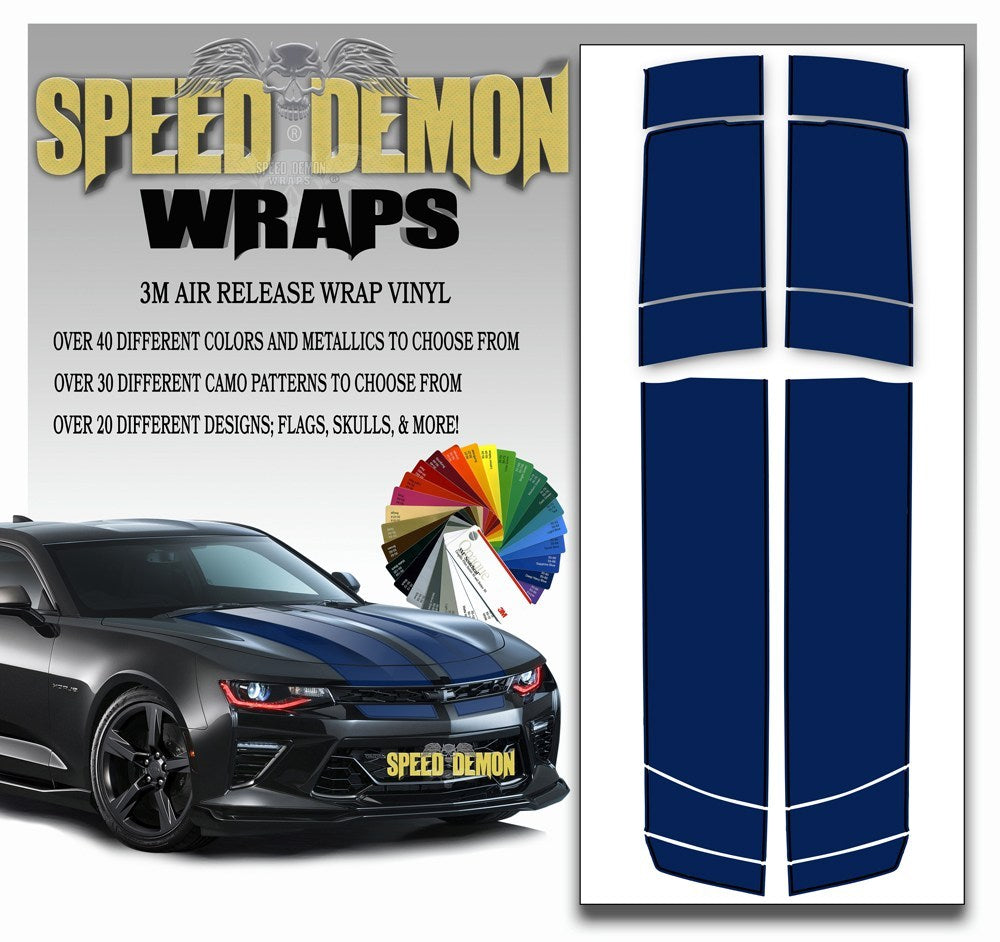 Camaro Stripes - Blue with Black Pinstripe 2016-2017 V6 - Speed Demon Wraps