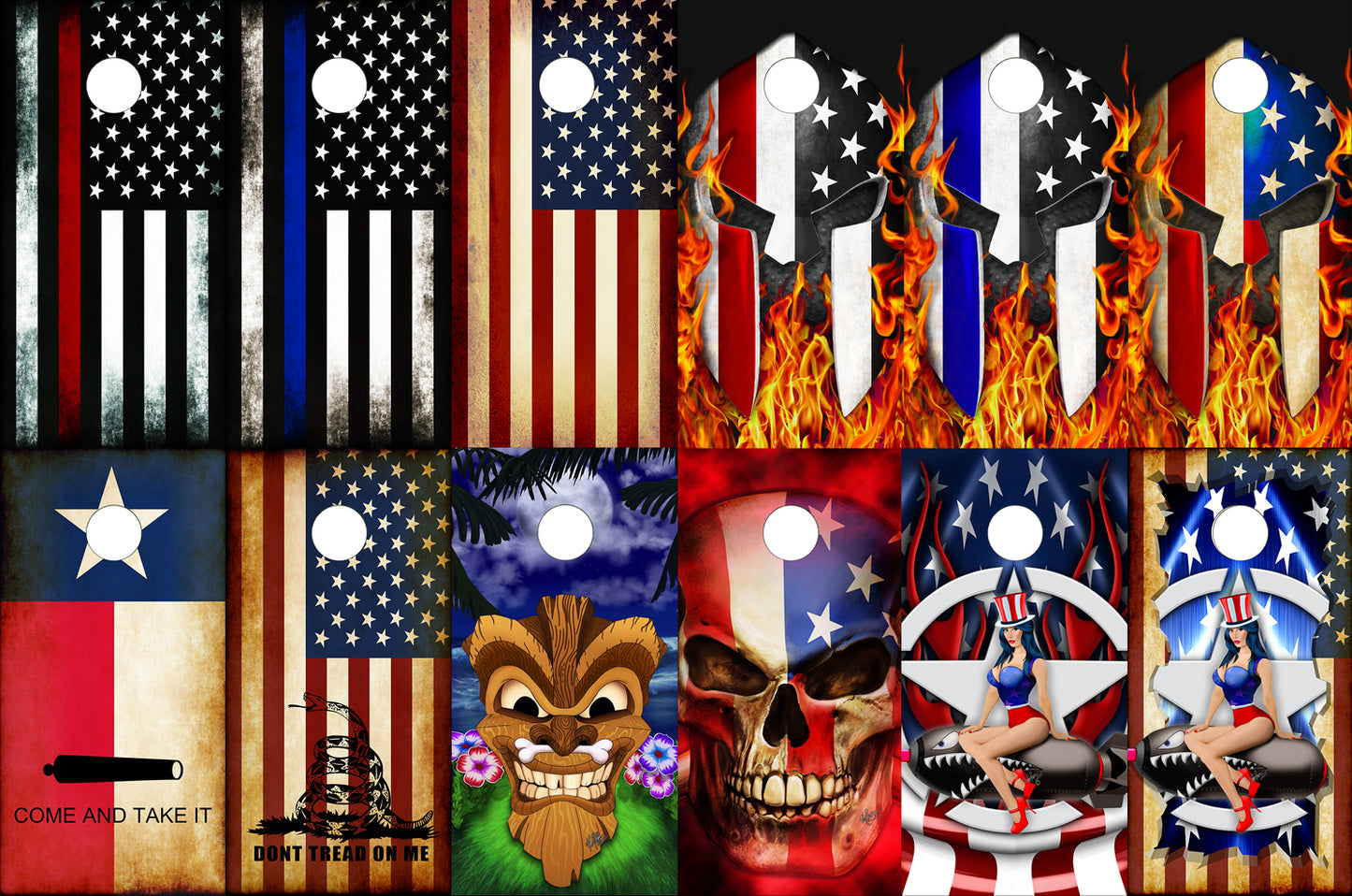 Subdued American Flag Cornhole Wraps- RUSTIC