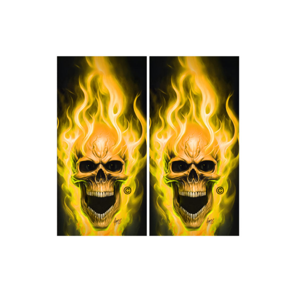 Flaming Skulls Combo Sets Cornhole Wraps Kustom Low Brow Art