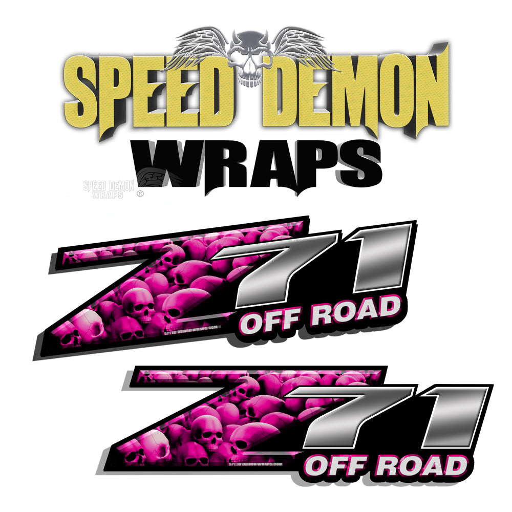 Skull Z71 OFF ROAD Decals Pink